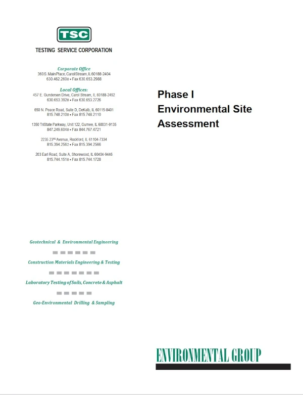 Phase 1 Environmental Site Assessment Report Example